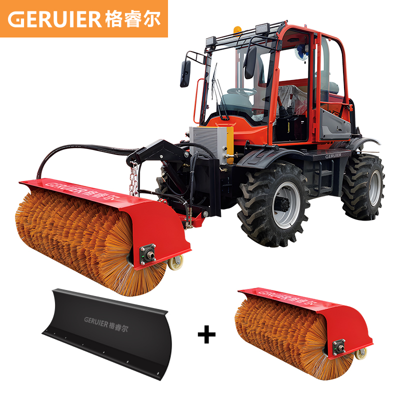 格睿爾（GERUIER）駕駛式掃雪車(chē)全封閉大型駕駛室市政物業(yè)道路多功能掃雪機(jī) 四驅(qū)除雪推雪車(chē)GRE-Q8SC+推雪鏟